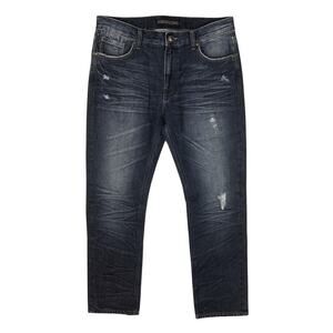 Jordan Craig Distressed Dark Blue Denim Jeans Size 34x34 Western Cowboy